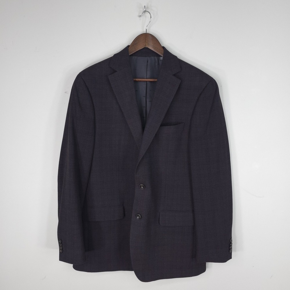 Michael Kors Blazer Mens 40L Purple Plaid Stretch Sport Coat Jacket Suit Fall